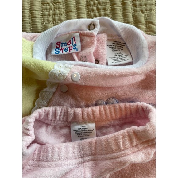 Vtg 12M Small Steps Pastel Color Block Applique Sweatshirt and Sweatpants Set - Picture 10 of 10